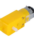 Yellow TT motor for 48mm Mecanum Wheel Set With TT Motors For Smooth Omnidirectional Robot Movement, visible side view, gear mechanism