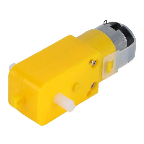 Yellow TT motor for 48mm Mecanum Wheel Set With TT Motors For Smooth Omnidirectional Robot Movement, visible side view, gear mechanism
