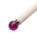 CMM touch probe stylus with pink 6mm ceramic ball, M4 threaded handle, 100mm length (front view)