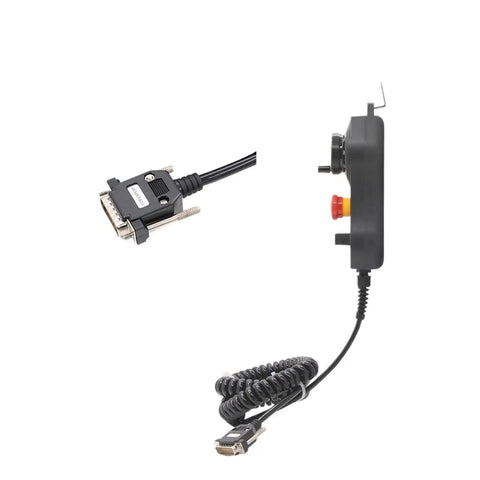 High Precision 100 Pulse 5V Pendant Handwheel With Emergency Stop for CNC Routers, side view with cables and connector