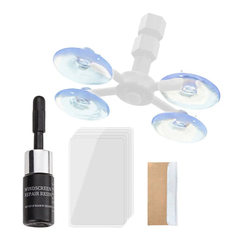All Vehicles Windshield Chip And Crack Repair Kit For Cars And Trucks Auto Glass Repair Set components including resin and patches