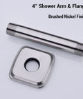Matte Black 4 Inch Stainless Steel Ceiling Mounted Shower Arm With Flange Extender For Rainfall Shower Head No Leak Heavy Duty Half Inch NPT Connection