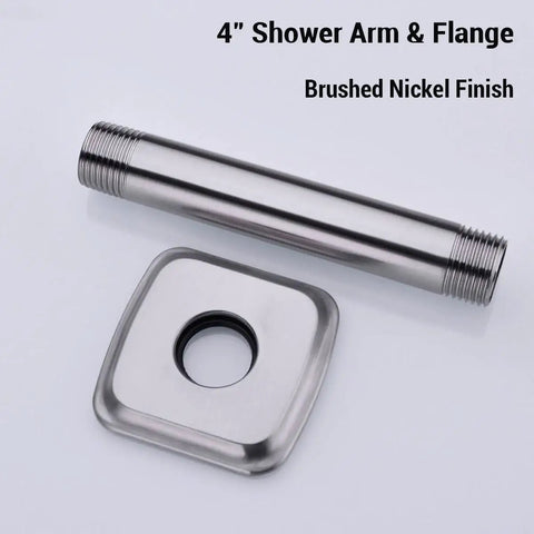 Matte Black 4 Inch Stainless Steel Ceiling Mounted Shower Arm With Flange Extender For Rainfall Shower Head No Leak Heavy Duty Half Inch NPT Connection