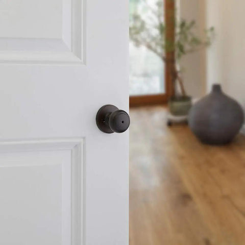 Interior Privacy Door Knob With Lock For Bathroom And Bedroom In Venetian Bronze Finish No Brainer DIY Install With Turn Button Lock