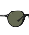 Unisex Thalia Square Sunglasses With 100 Percent UV Protection, Black Frame And Green Lenses, 53 Millimeter Lens Width, Side View
