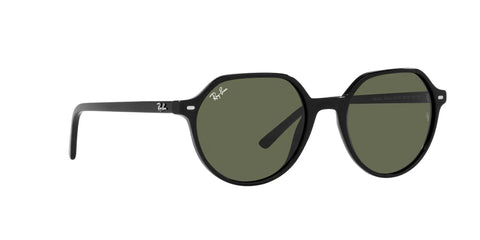 Unisex Thalia Square Sunglasses With 100 Percent UV Protection, Black Frame And Green Lenses, 53 Millimeter Lens Width, Side View
