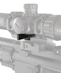 Dead Nuts Rifle Scope Leveler Kit For Spot On Reticle Alignment with machined base plate mounted on rifle scope.