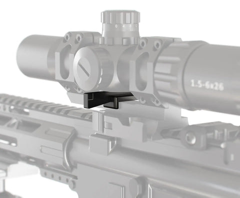 Dead Nuts Rifle Scope Leveler Kit For Spot On Reticle Alignment with machined base plate mounted on rifle scope.