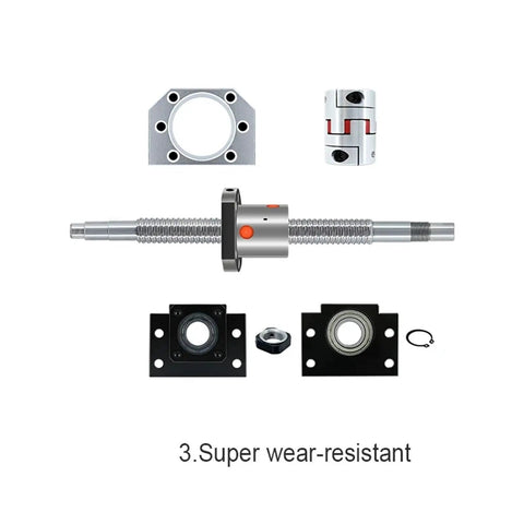Beefy 16mm Rolled Ball Screw Kit With 1610 Lead 10mm, SFU1610 Single Nut, BKBF12 End Support, DSG16H Housing And Coupling components
