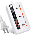 Smart Power Strip With Built In Timer And Fast Charging USB Ports, No Sweat Desktop Extension Cord with 3 outlets and 5 USB ports.