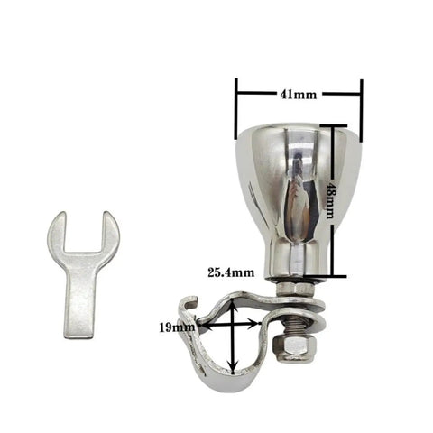 Install Ready Steering Wheel Maneuvering Knob Kit For Boats And Yachts Delivers Smooth Rotary Turning Quicker Maneuvers And Precise Handling With Direct Mount Easy Fit Immediate Comfort Upgrade, stainless steel knob 19-25 mm clamp, silver