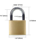 Solid Brass Padlock Set With Keyed Different Locks 12 Pack Includes 24 Keys Tough As Nails Security For Backpacks Luggage Bags Closets And Travel Gear Durable Rust Resistant Mechanism shown with dimensions