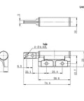 Technical drawing of Zinc Alloy Damping Hinge With 360 Degree Rotation And Stopping Torque Left Hand One Point Five N M Torque One Piece Cabinet Door Hinge
