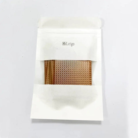 Product packaging revealing 20-Piece Dope Solder-Finished Prototype PCBs For DIY 5x7cm Circuit Boards Breadboard-Ready With 2.54mm Pin Pitch