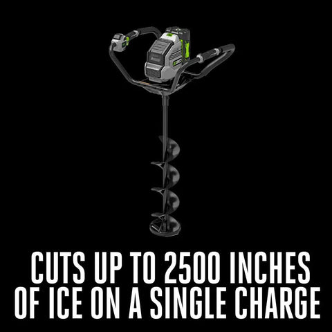 Electric Ice Auger For Ice Fishing With An 8-Inch Bit, high torque brushless motor, 56V battery, cuts 2500 inches of ice