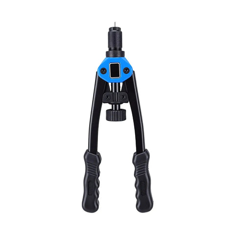 Rivet Nut Tool Set 13 Inch Handheld Kit With 7 Mandrels M3 To M12 In Durable Portable Case front view showing blue and black handles