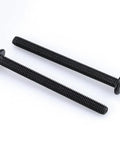 10 Sets Top Shelf M6 75mm Black Coated Flat Head Socket Cap Screws With Binding Nuts And 4mm Hex Wrench close up view of two screws