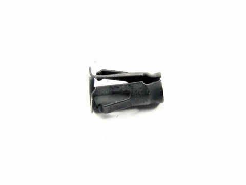 Bulletproof Black Tubular Barrel Nuts For Locking Down Emblems And Exterior Trim Panels Compatible With 7/32 Inch Holes And 3/16 Stud Sizes Includes 25 Auto Fasteners in close-up detail.
