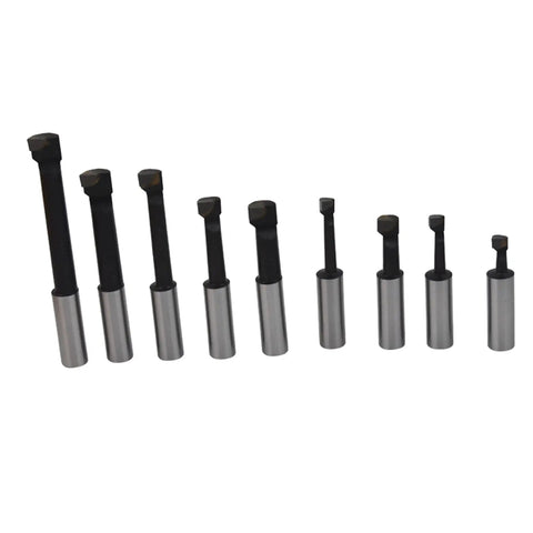 Hardcore Shop Floor 1/2 Inch Shank Boring Bar Set With Nine Piece Carbide Tips For Dead Nuts Accurate Internal Cutting On Beefy Engine Mill Lathe Rigs