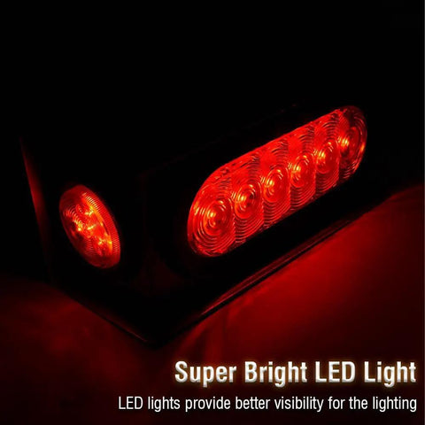 Two Pack Clear Tail Light Kit With Steel Housing For Trucks Fits Chevy Silverado 1500 2500 3500 HD GMC Sierra Toyota Tundra 6 Inch Oval LED Trailer Tail Lights And Marker Lights glowing red