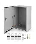 Tough As Nails NEMA 4x Steel Enclosure 20 X 12 X 10 Inches open with lock, gaskets, and mounting hardware for outdoor projects.