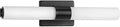 Dope 22-Inch Etched White Glass Vanity Light Matte Black Finish With Dimmable Integrated LED, frontal view, for modern powder rooms.