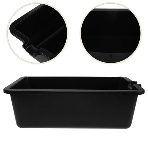 Heavy Duty Black Plastic Oil Drain Basin For Auto Repair Shop Pros, showing a sturdy, leak-proof catch pan for fluid management.