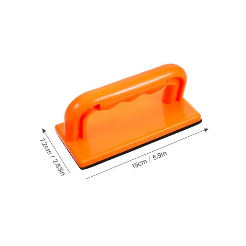 Safety Push Block for Table Saws and Router Tables Lightweight Portable Orange Woodworking Push Block for Workshops Safer Cuts and Precise Control All Day Performance, featuring dimensions of 15cm by 7.2cm.