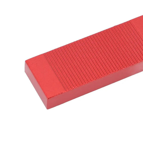 Red T Track Hold Down Clamp Kit Aluminum Alloy component, textured surface for secure clamping in woodworking projects.