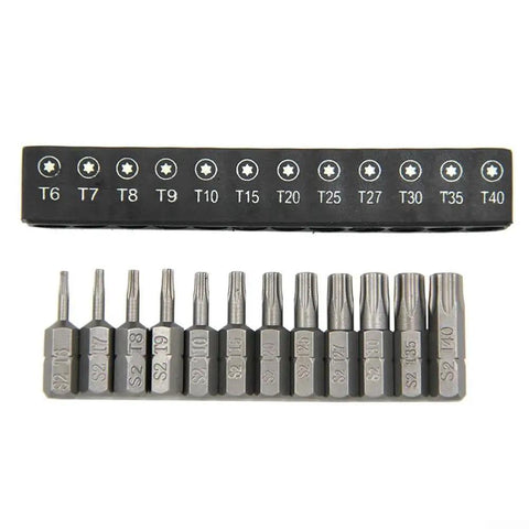 Top Tier 12 Piece Torx Screwdriver Bits Set T6 To T40 Alloy Steel With Four Inch Hex Shank Perfect For Your Drill Driver And Woodworking Projects That Need A Solid Grip, T6-T40 set