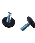 20 Pack Adjustable Furniture Leveling Feet With M8 Threaded Screws showing two leveling feet with black rubber base and metal screw.