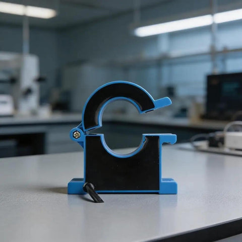 Heavy Duty Split Core Current Transformer 100A To 1000A Delivers 5A AC Output shown in laboratory setting with screw lock clamp.