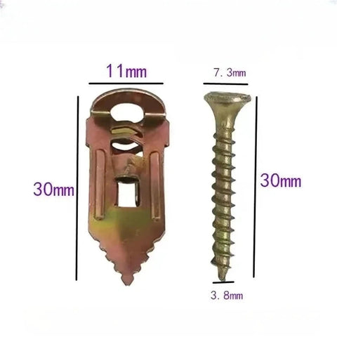 Self Tapping Screws With Drywall Anchors Kit For Plasterboard 10 Pieces Steel Expansion Anchors Yellow Zinc Plated Rust Resistant No Pre Drill Heavy Duty Wall Mount Support, 30mm