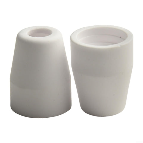 Close-up of white tip shield cups from 50 Pcs Plasma Electrode Tip Shield Cup Rings Kit For Plasma Cutting Consumables 0.96mm For ES AB PCM-500i PT-31XL