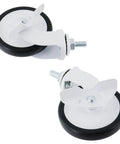 3 Inch Swivel Casters With M8x15mm Threaded Stem, Quiet PP Wheels, angled top view showing two casters for carts and furniture use