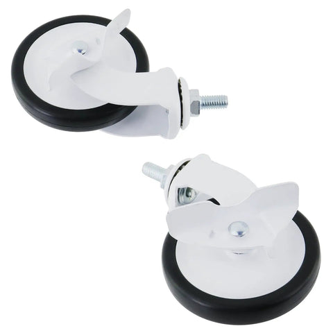 3 Inch Swivel Casters With M8x15mm Threaded Stem, Quiet PP Wheels, angled top view showing two casters for carts and furniture use
