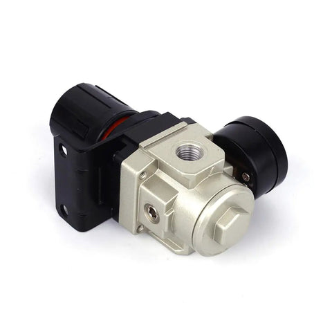 Female Thread 3/8 NPT Air Pressure Regulator 0-150 PSI Adjustable With Bracket And Gauge Aluminum Alloy Body