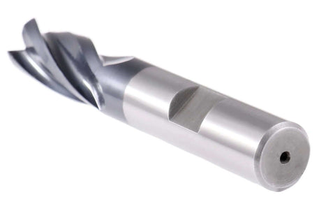 End mill CNC tool, M42 cobalt, TiAlN finish, center-cutting, 1/2 in by 1/2 in by 1-1/4 in by 3-1/4 in