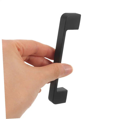 Black Cabinet Door Handles And Pulls Set For Vintage Style Kitchen Wardrobe And Furniture Hardware Durable Easy Install Drawer Pulls Two Pack Slick Modern Look held in hand