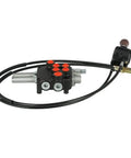 2 Spool Hydraulic Reversing Valve with Joystick Control for Hydraulic Systems, stainless steel, 5 ports, side view
