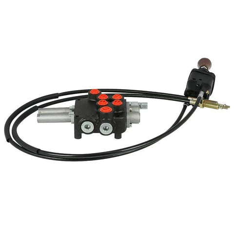 2 Spool Hydraulic Reversing Valve with Joystick Control for Hydraulic Systems, stainless steel, 5 ports, side view