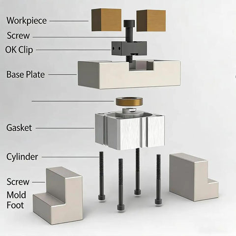 Exploded view of Hardcore Grip Toggle Clamps With No Sweat Setup For Cnc Workbench showing assembly parts and features.