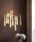 Swoon Worthy Glass Crystal Ceiling Pendant Light Featuring A Slick Copper Wireframe And Warm Brown Country Charm To Give Your Living Room Instant Swagger And Cozy Bedroom Vibes Plus Energy Saving Efficiency with elongated glass prisms.