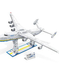Massive An-225 Large Transport Aircraft Building Blocks Set 5350+ Pieces MOC Model Kit For Adults displayed on stand