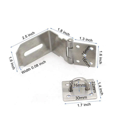 Heavy Duty 90 Degree 4 Inch Padlock Hasp Set Stainless Steel Safety Door Latches Solid Gate Latches Polished Finish 2 Pack