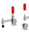 2 Pack Welding Toggle Clamps With Rubber Tip Quick Release Iron Clamps, side angle with red handle and black rubber tip