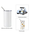 20 Oz Fatty Sublimation Tumbler Set White Stainless Steel Cups With Lids And Metal Straws For Cricut Mug Press Printing Bright Coating