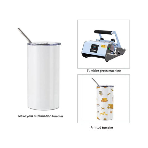 20 Oz Fatty Sublimation Tumbler Set White Stainless Steel Cups With Lids And Metal Straws For Cricut Mug Press Printing Bright Coating