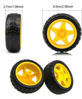 Eight Pack Dope Wheel Set For RC Cars And Smart Robots, 65mm Rubber Tires, 51.8mm Inner Diameter, high-strength plastic hubs