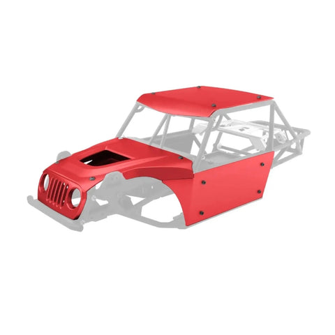Red CNC aluminum roll cage body panel for 1/10 scale RC Vanquish H10, part of Aluminum Roll Cage Body Panel Kit For 1/10 Scale RC Cars Red Upgrade Set Beefed Up Chassis Frame Parts For Vanquish H10 RTR Replacement And Repair Boosts Stability Looks Dope And Overall Track Vehicle Performance